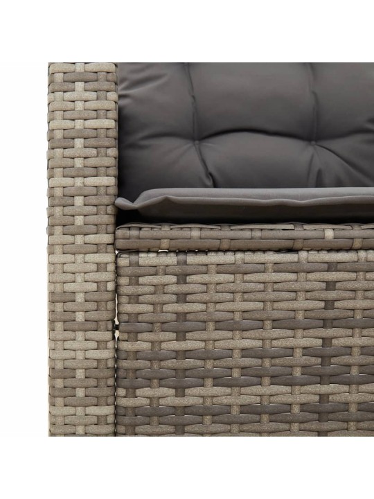 3dílný bistro set s poduškami šedý polyratan akáciové dřevo
