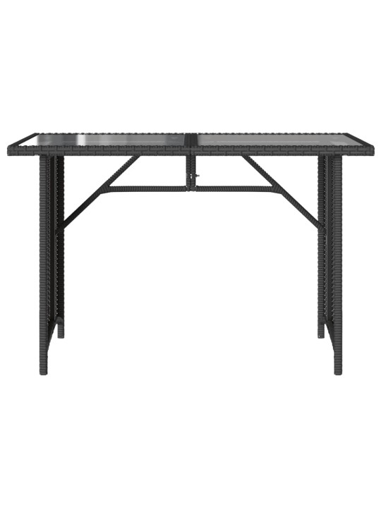 Zahradní stůl se skleněnou deskou černý 110x68x70 cm polyratan