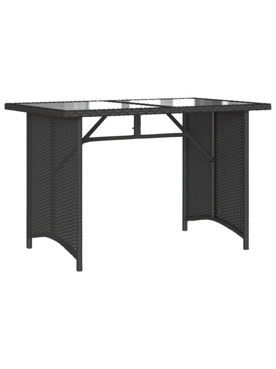Zahradní stůl se skleněnou deskou černý 110x68x70 cm polyratan