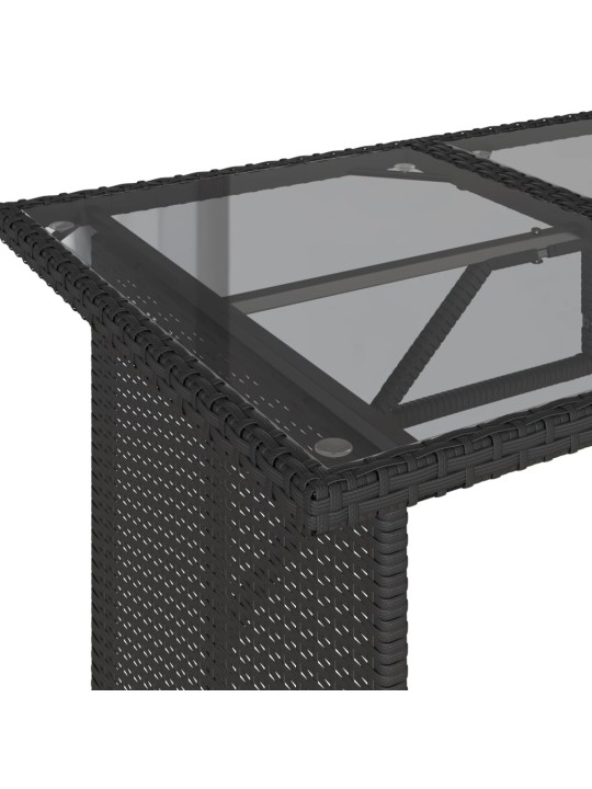 Zahradní stůl se skleněnou deskou černý 110x68x70 cm polyratan
