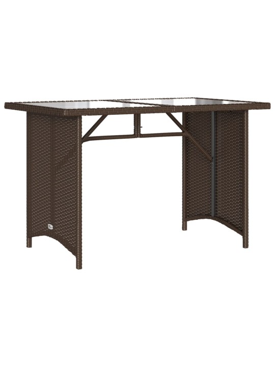 Zahradní stůl se skleněnou deskou hnědý 110x68x70 cm polyratan