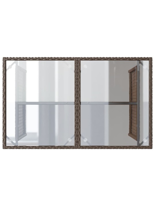 Zahradní stůl se skleněnou deskou hnědý 110x68x70 cm polyratan
