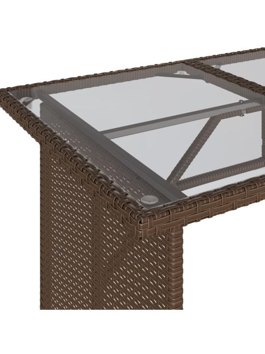 Zahradní stůl se skleněnou deskou hnědý 110x68x70 cm polyratan