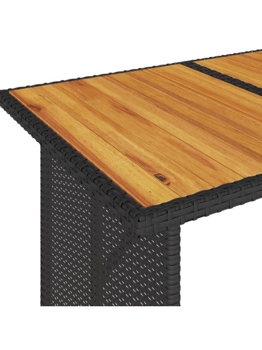Zahradní stůl s dřevěnou deskou černý 110x68x70 cm polyratan