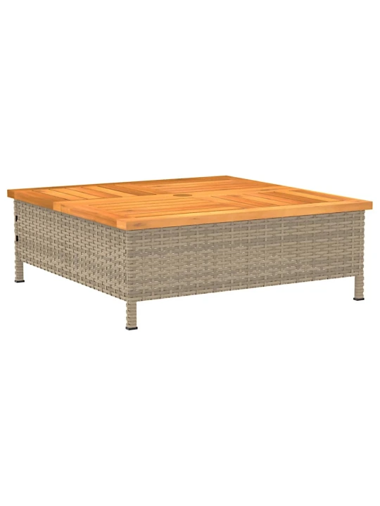 Kryt na stojan slunečníku béžový 70x70x25 cm polyratan a akácie