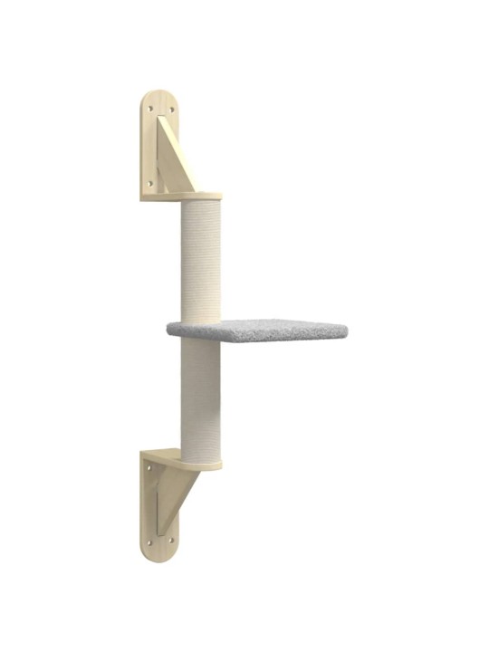 Nástěnné škrabadlo pro kočky se sloupkem světle šedé 85,5 cm
