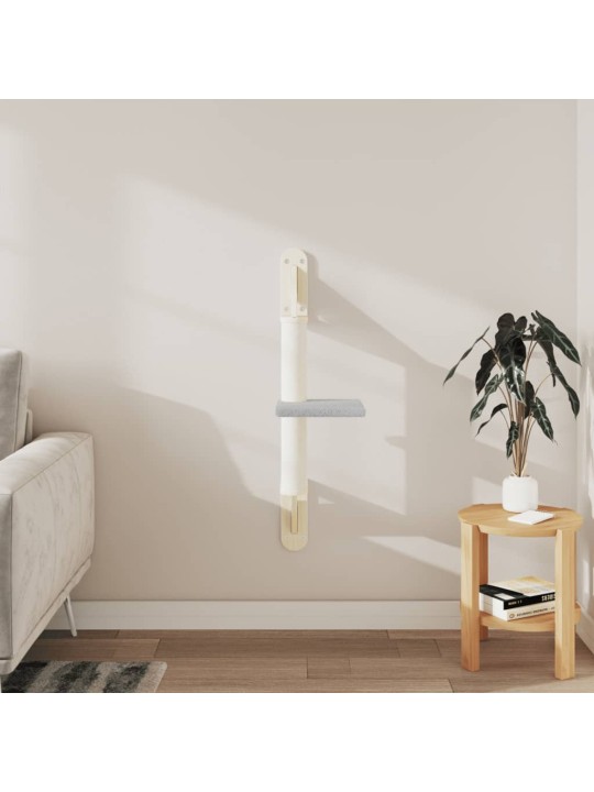 Nástěnné škrabadlo pro kočky se sloupkem světle šedé 85,5 cm