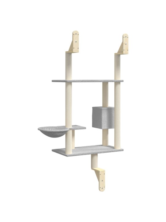Nástěnné škrabadlo pro kočky se sloupkem světle šedé 153 cm
