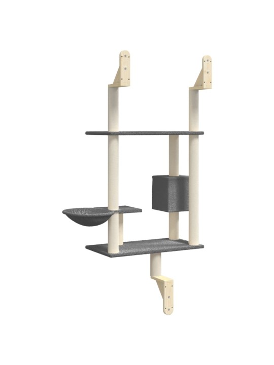 Nástěnné škrabadlo pro kočky se sloupkem tmavě šedé 153 cm