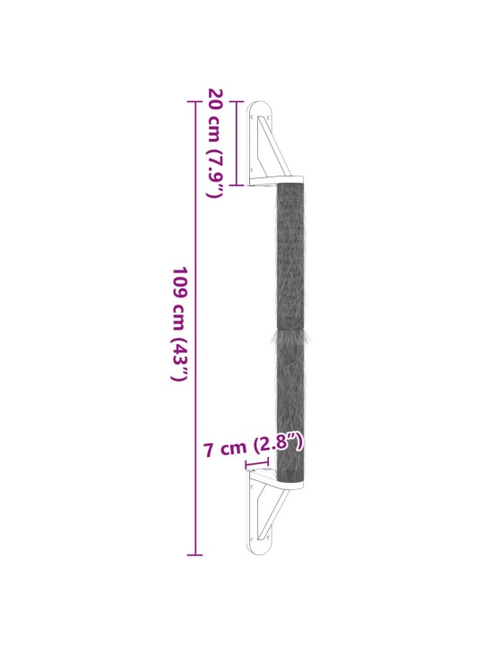 Nástěnné škrabadlo pro kočky 109 cm sisal