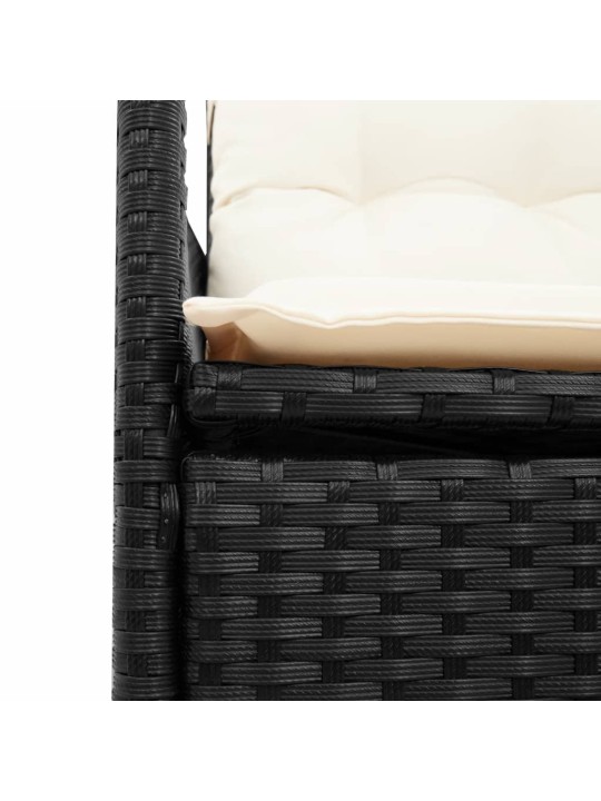3dílný bistro set s poduškami černý polyratan