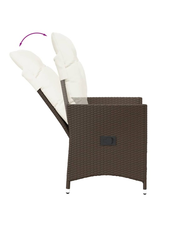 3dílný bistro set s poduškami hnědý polyratan