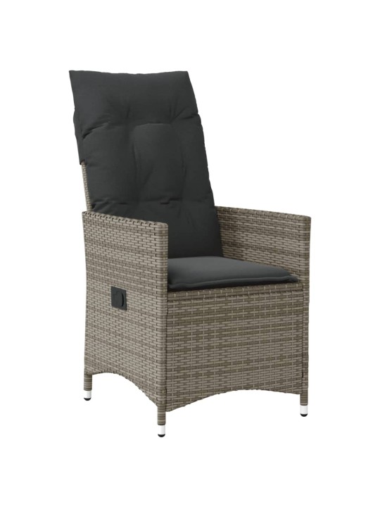3dílný bistro set s poduškami šedý polyratan