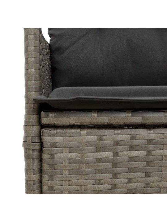 3dílný bistro set s poduškami šedý polyratan