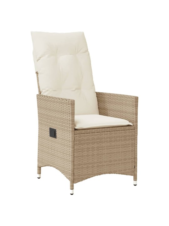 3dílný bistro set s poduškami béžový polyratan