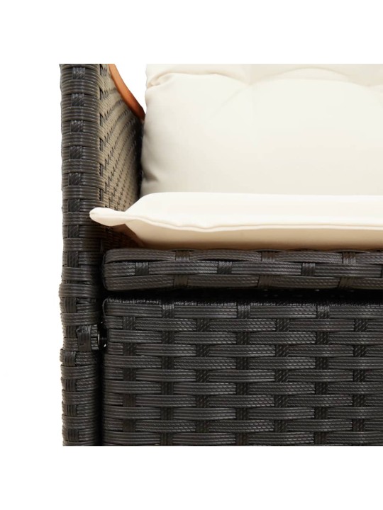 3dílný bistro set s poduškami černý polyratan