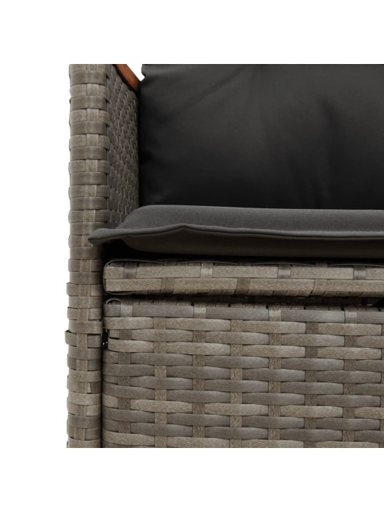 3dílný bistro set s poduškami šedý polyratan
