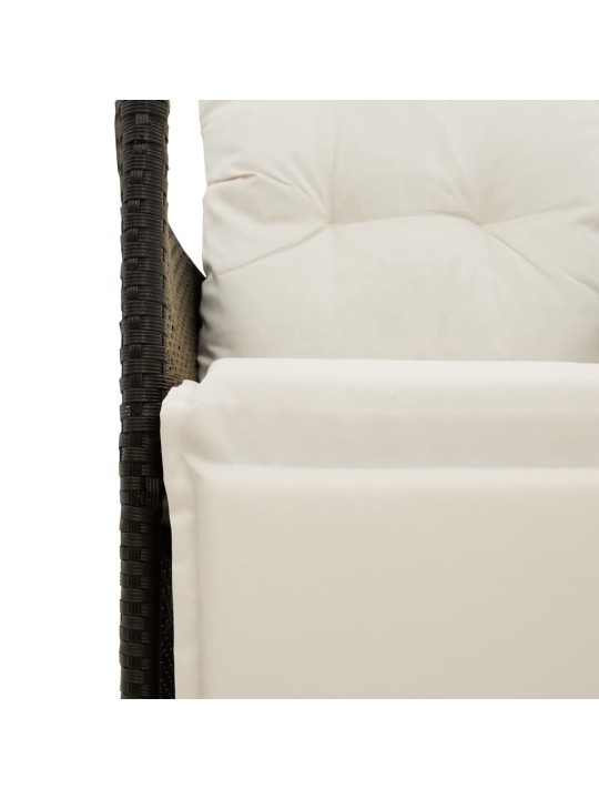 3dílný bistro set s poduškami černý polyratan