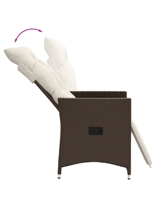 3dílný bistro set s poduškami hnědý polyratan
