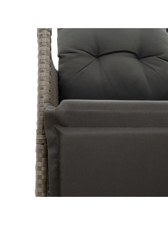 3dílný bistro set s poduškami šedý polyratan