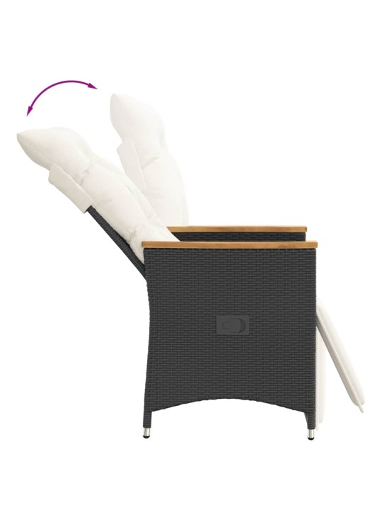 3dílný bistro set s poduškami černý polyratan