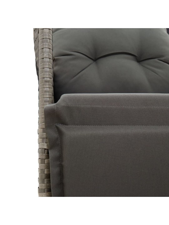 3dílný bistro set s poduškami šedý polyratan