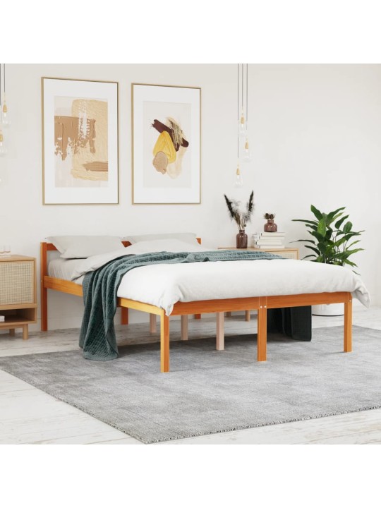 Postel pro seniory voskově hnědá 135 x 190 cm masivní borovice