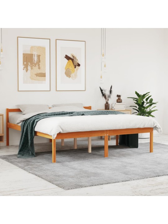 Postel pro seniory voskově hnědá 150 x 200 cm masivní borovice