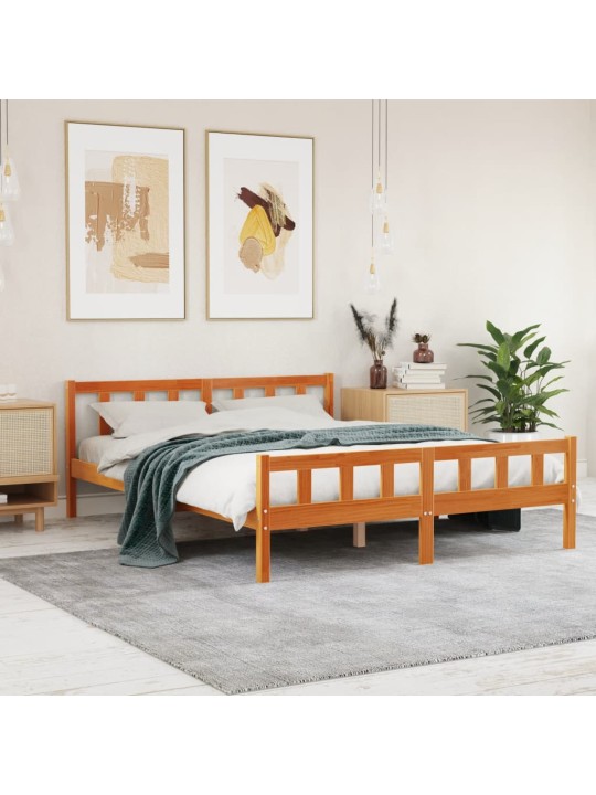 Postel bez matrace voskově hnědá 150 x 200 cm masivní borovice