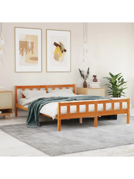 Postel bez matrace voskově hnědá 150 x 200 cm masivní borovice