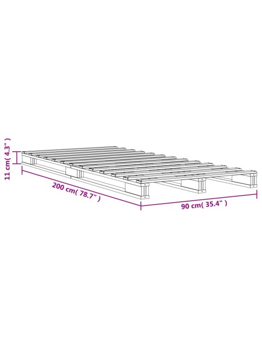 Postel z palet voskově hnědá 90 x 200 cm masivní borové dřevo