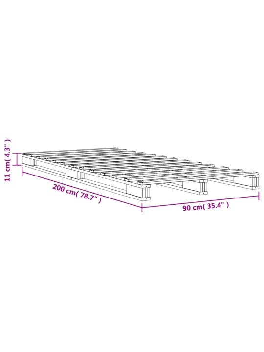 Postel z palet voskově hnědá 90 x 200 cm masivní borové dřevo