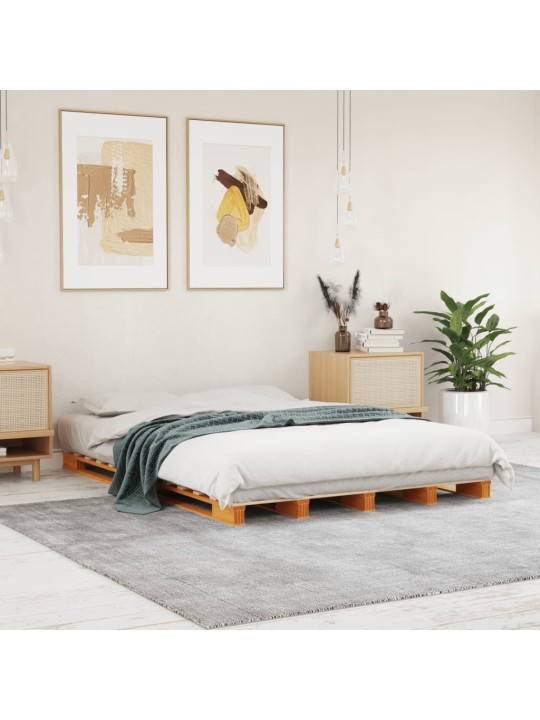 Postel z palet voskově hnědá 140 x 200 cm masivní borové dřevo