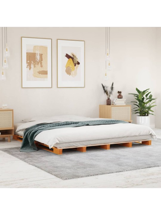 Postel z palet voskově hnědá 180 x 200 cm masivní borové dřevo