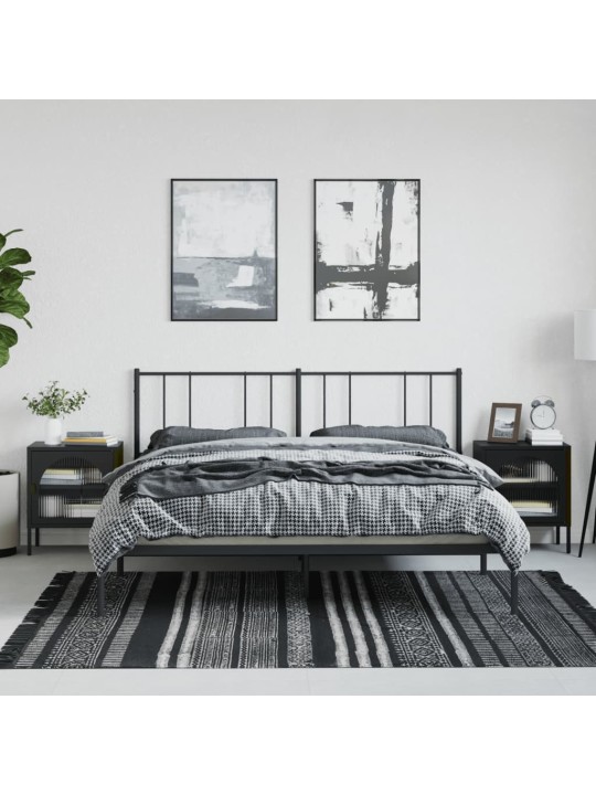 Noční stolky 2 ks černé 50 x 35 x 60 cm sklo a ocel