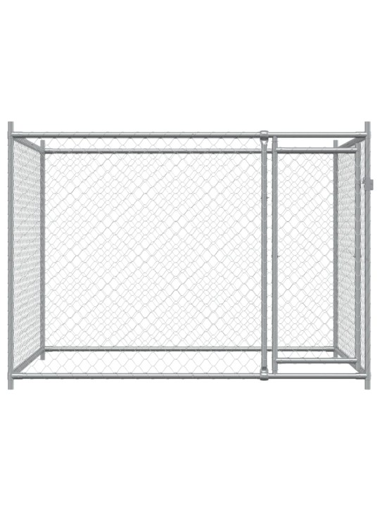 Klec pro psy s dvířky šedá 2 x 2 x 1,5 m pozinkovaná ocel