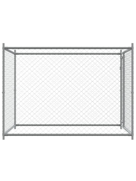 Klec pro psy s dvířky šedá 2 x 2 x 1,5 m pozinkovaná ocel