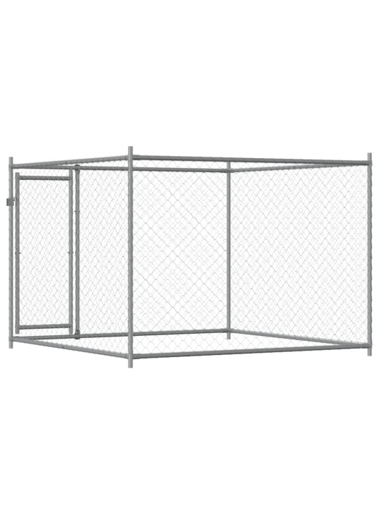 Klec pro psy s dvířky šedá 2 x 2 x 1,5 m pozinkovaná ocel