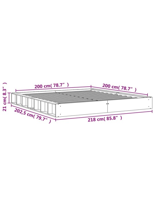 Postel bez matrace voskově hnědá 200 x 200 cm masivní borovice