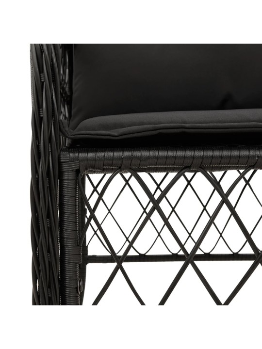 3dílný bistro set s poduškami černý polyratan
