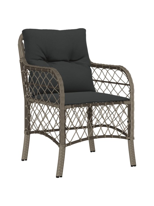 3dílný bistro set s poduškami šedý polyratan
