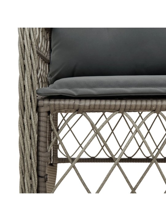 3dílný bistro set s poduškami šedý polyratan