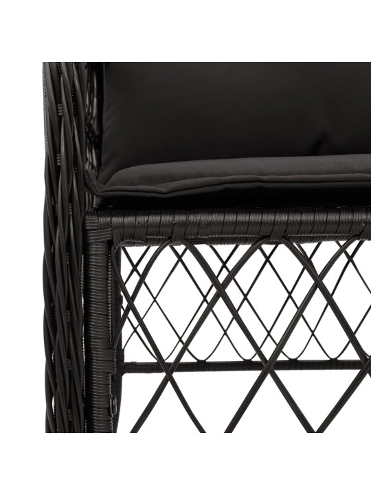 3dílný bistro set s poduškami černý polyratan