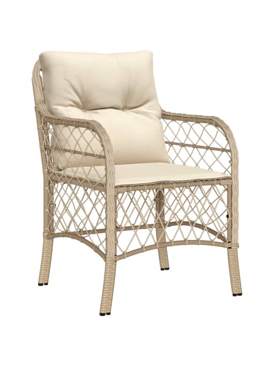 3dílný bistro set s poduškami béžový polyratan