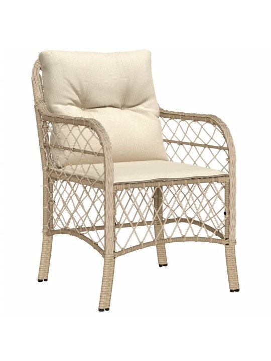 3dílný bistro set s poduškami béžový polyratan