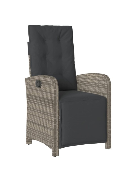 3dílný bistro set s poduškami šedý polyratan