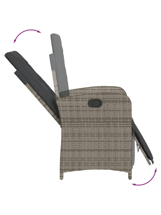 3dílný bistro set s poduškami šedý polyratan