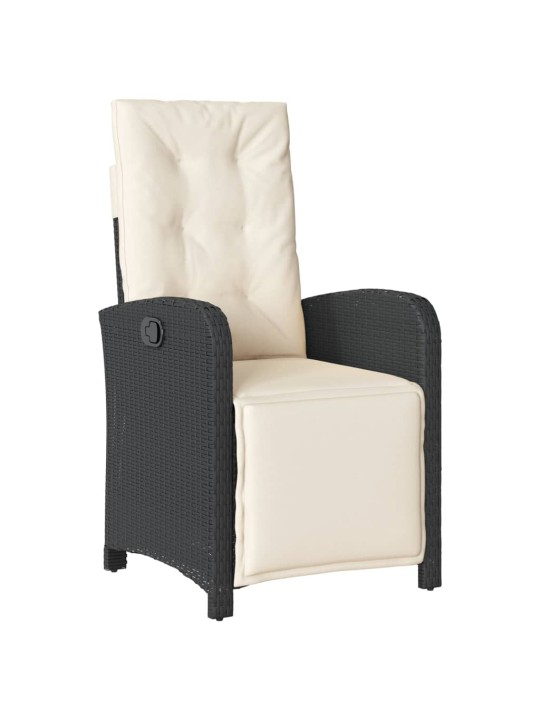 3dílný bistro set s poduškami černý polyratan