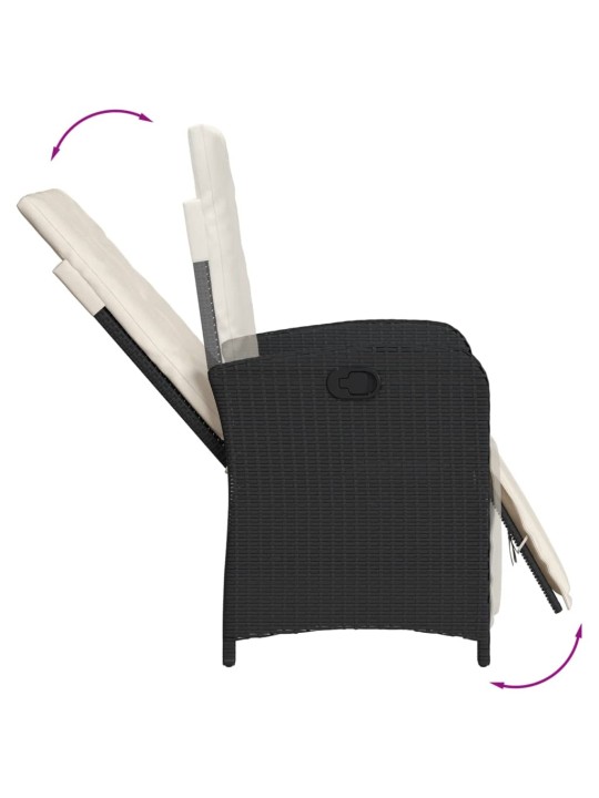 3dílný bistro set s poduškami černý polyratan