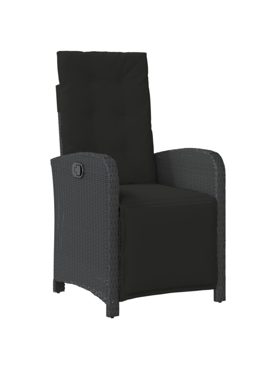 3dílný bistro set s poduškami černý polyratan
